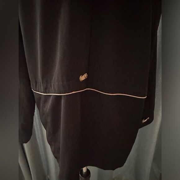 London fog trench rain coat removable hood zipper navy tan women’s size large - Picture 3 of 7